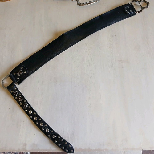 Zara leather belt size 85 like new, black with silver decorations
