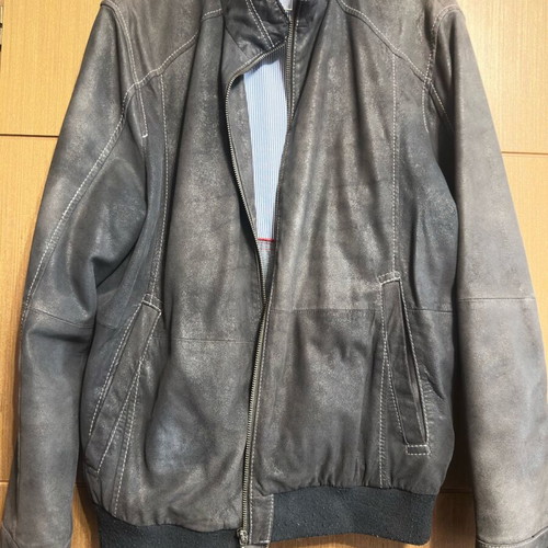 Men's suede leather jacket gray like new, size XL