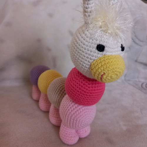 Knitted caterpillar doll new, handmade, cotton yarn