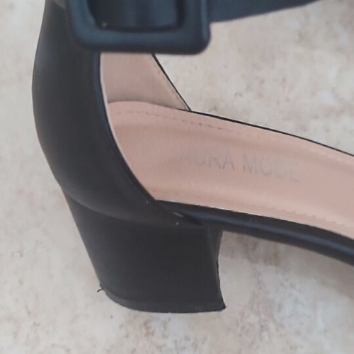 Sandals with ankle strap like new, size 39, black, 6 cm heel