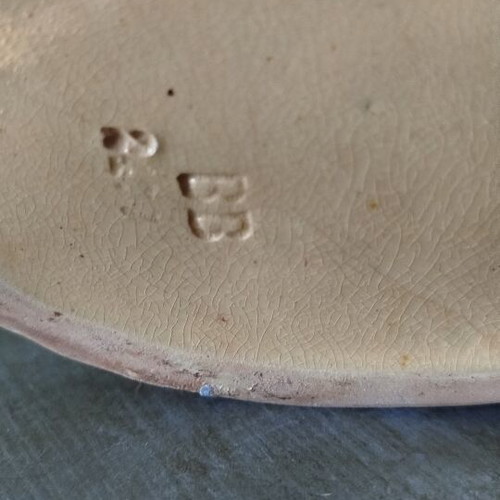 Mid-Century Art Pottery Planter vintage, yellow ware, crackle texture