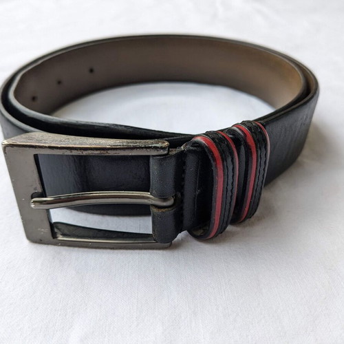 Intervista men's belt used, leather, black and red, size 105
