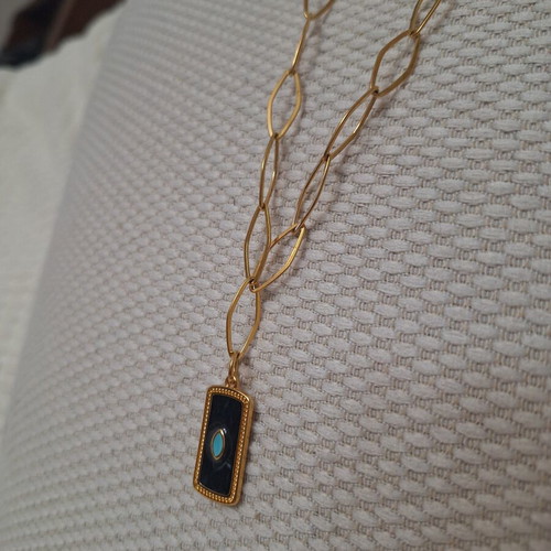 Gold-colored stainless steel necklace with extension
