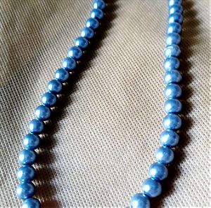 Κολιέ με φο γαλάζιες μεταλλιζέ πέρλες (faux bijoux)