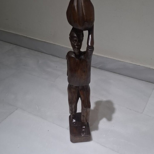 African wooden carved statue, handmade, 43cm