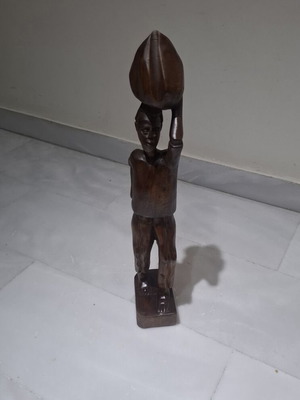 African wooden carved statue, handmade, 43cm
