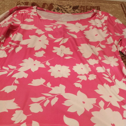 Women's blouse new, size large, white and pink