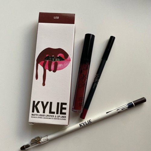 Kylie LEO makeup set dark brown with lipstick, lip liner and eye-brow pencil new