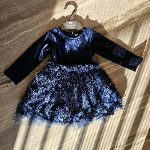 Dress for 2-year-old girl like new, dark blue velvet