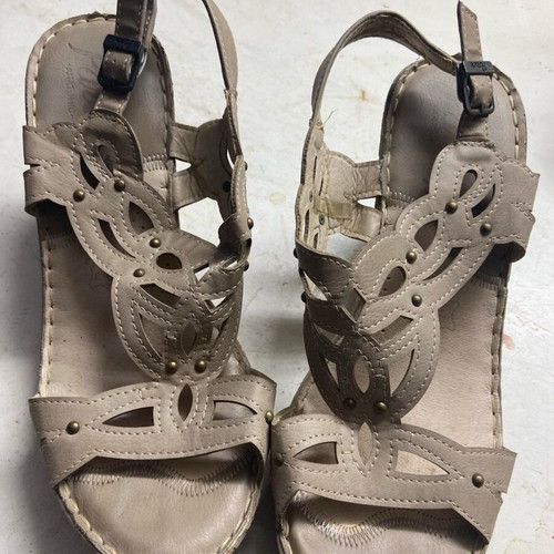 Parex platform heeled sandals used, beige, size 40
