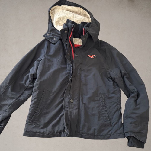 Hollister jacket with fur used, blue, size L