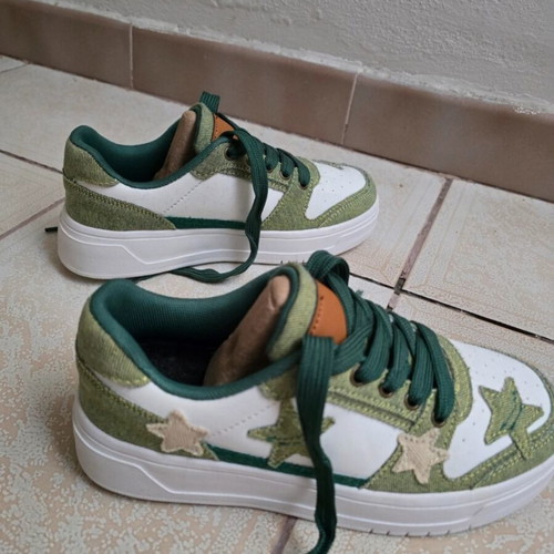 Shein women's sneakers with green star patches