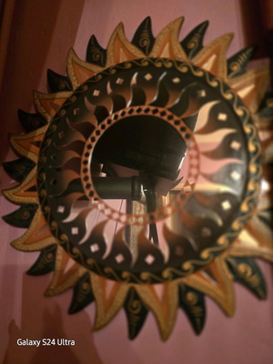 Wooden handmade mirror like new with sun design