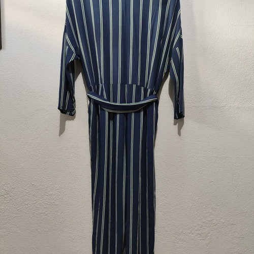 Mango suit women's jumpsuit like new, size Large, blue stripes