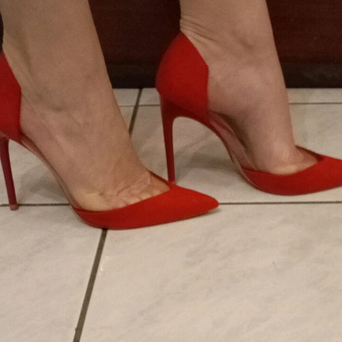 Zara red suede pumps with transparency, like new, size 39