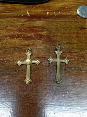 French necklace crosses from 1900 like new, bronze and brass