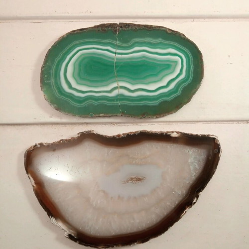 Large slice of raw beige white agate like new, pack of two