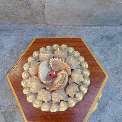 Jewelry box used from the 70s, wooden with mirror and velvet