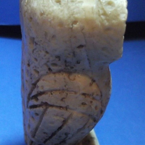 Owl statue used, made of porolithos, height 9.5 cm