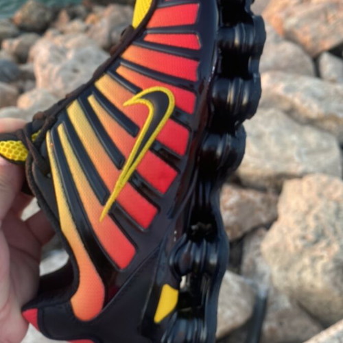 Nike Shox athletic shoes new, size 45, red and yellow