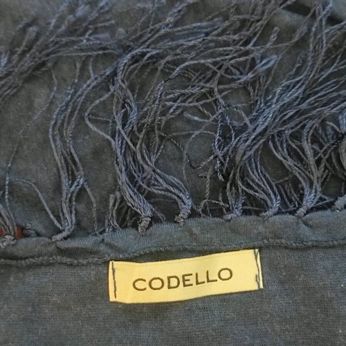 Codello triangle scarf used with fringes, blue and black