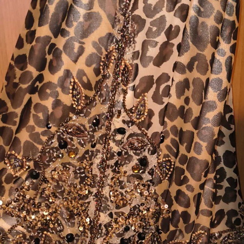 Leopard Silk Mini Abigie Dress embroidered, like new, medium size
