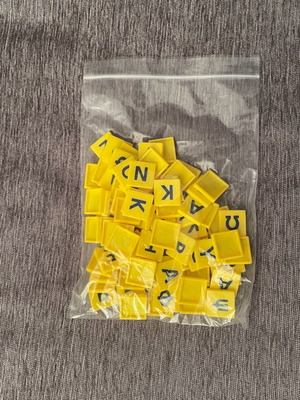 Scrabble Junior letters used, 82 tiles