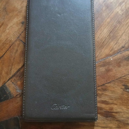 Cartier leather account holder used, dark brown