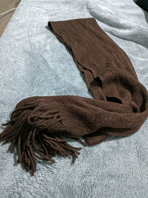 Scarf brown lurex with fringes used Tally Weijl