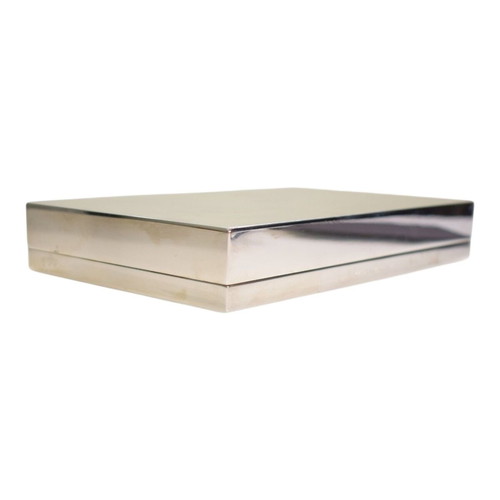 Victoria Beckham silver metal clutch minaudiere bag geometric suede