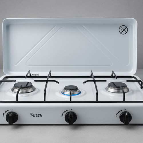 Yatech Campingaz portable gas stove triple tabletop burner white new