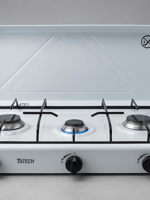 Yatech Campingaz portable gas stove triple tabletop burner white new