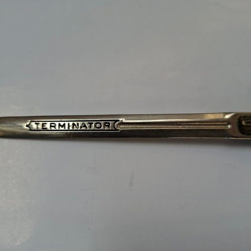 Vintage metal Terminator letter opener, skull handle, 16cm