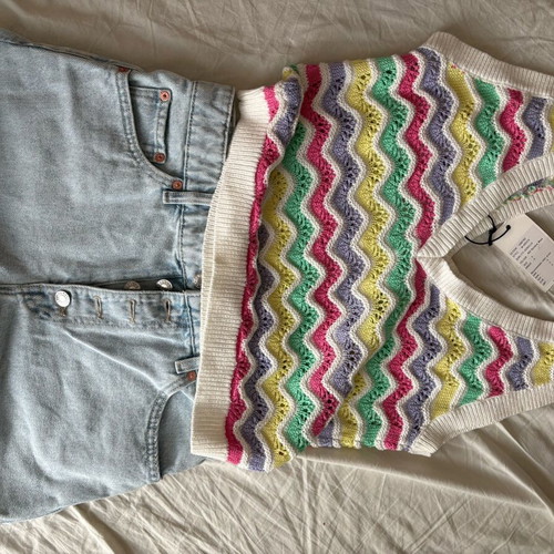 Women's cotton top new, mbyM, blue and pink, sizes S and M