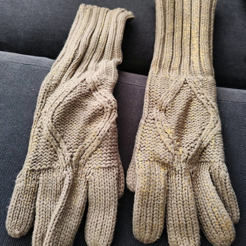 Morgan wool gloves like new, beige and gold