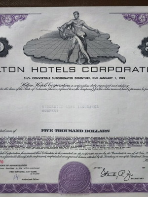 Ομολογιακός τίτλος Hilton Hotels Corporation 1970 σαν καινούργιος