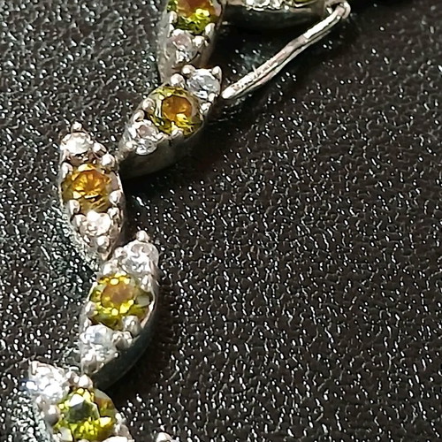 Riviera 925 Silver Bracelet with Green and White Zircon Stones like new