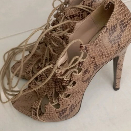 Zara sandals used, brown croco pattern, 12 cm heel, size 36