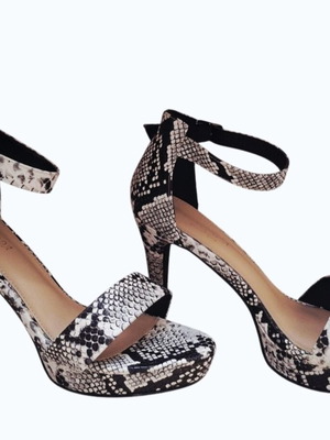 Snake Print Women's Heeled Sandals with Ankle Strap like new