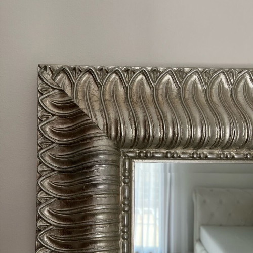 Wall mirror new with carved wooden silver frame 150x60 cm