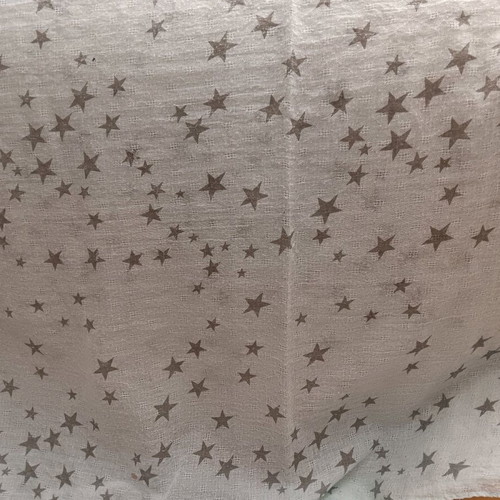 Women’s scarf used, 100% cotton, turquoise with stars