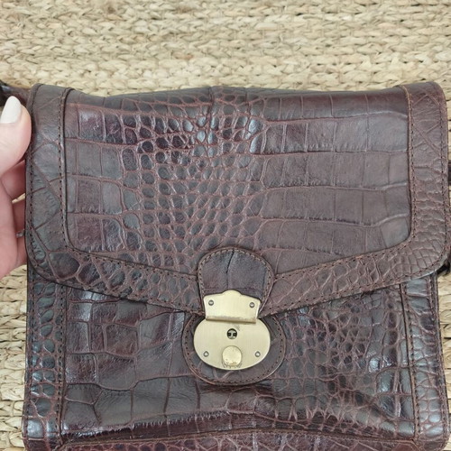 Massimo Dutti leather brown crossbody bag used, Retro Vintage Classic