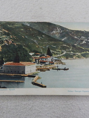 Roumeli Kavak vintage color postcard of Bosporus, Georges Papantoine edition