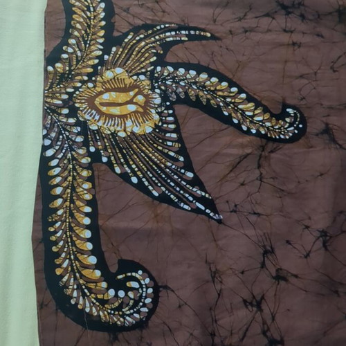 Cotton Kaftan with Front Print like new, brown and yellow, XL