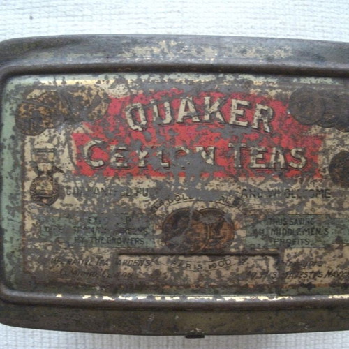 Quacker Celyon Tea metal box used with wear