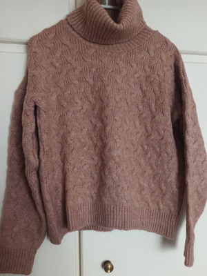 Πουλόβερ ζιβάγκο ροζ σομόν σαν καινούργιο, one size με πλεξιδωτό σχέδιο