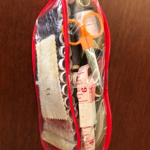 Sewing kit complete travel set with threads and needles in pouch