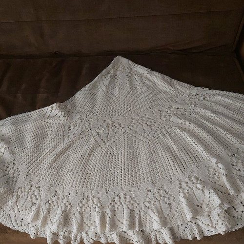 Handmade round knitted tablecloth like new