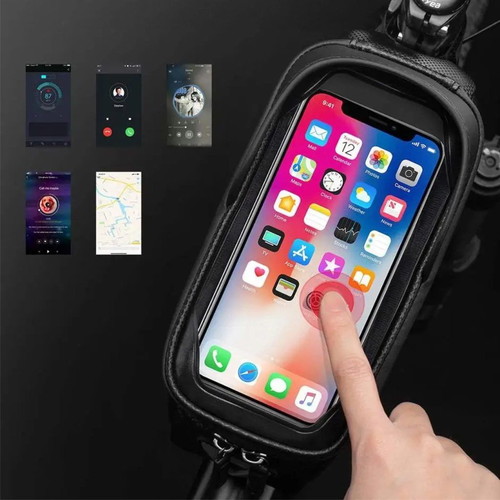 Rockbros B68-1 armored bicycle bag with phone holder 1.7l, black