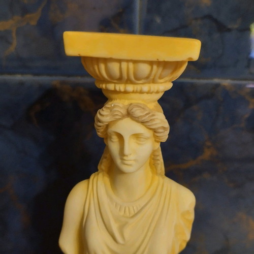 Caryatid statue like new, handmade Greek product, alabaster 24 cm